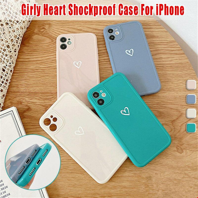 Beige smartphone case featuring a cute girly heart pattern made of flexible TPU material.