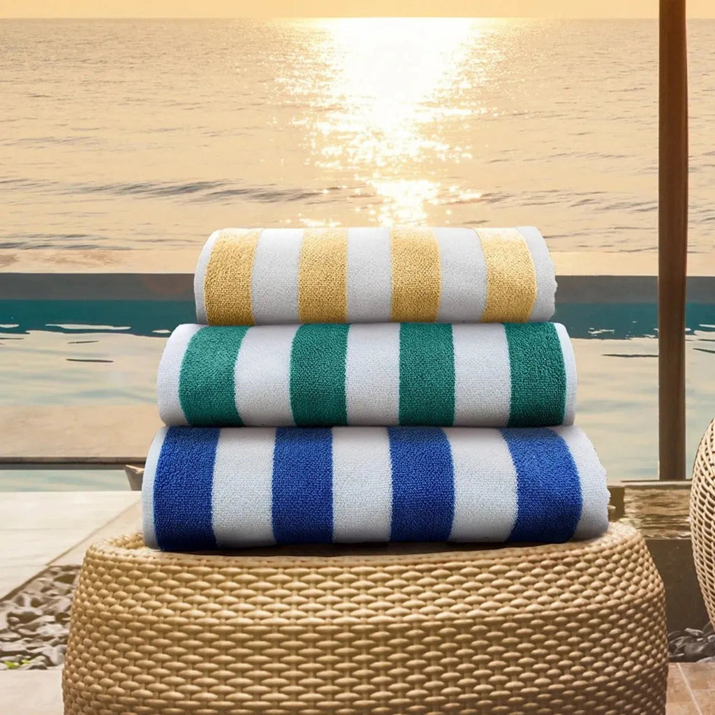 Cabana striped premium cotton pool and beach towels folded neatly in vibrant resort style colors — view 5