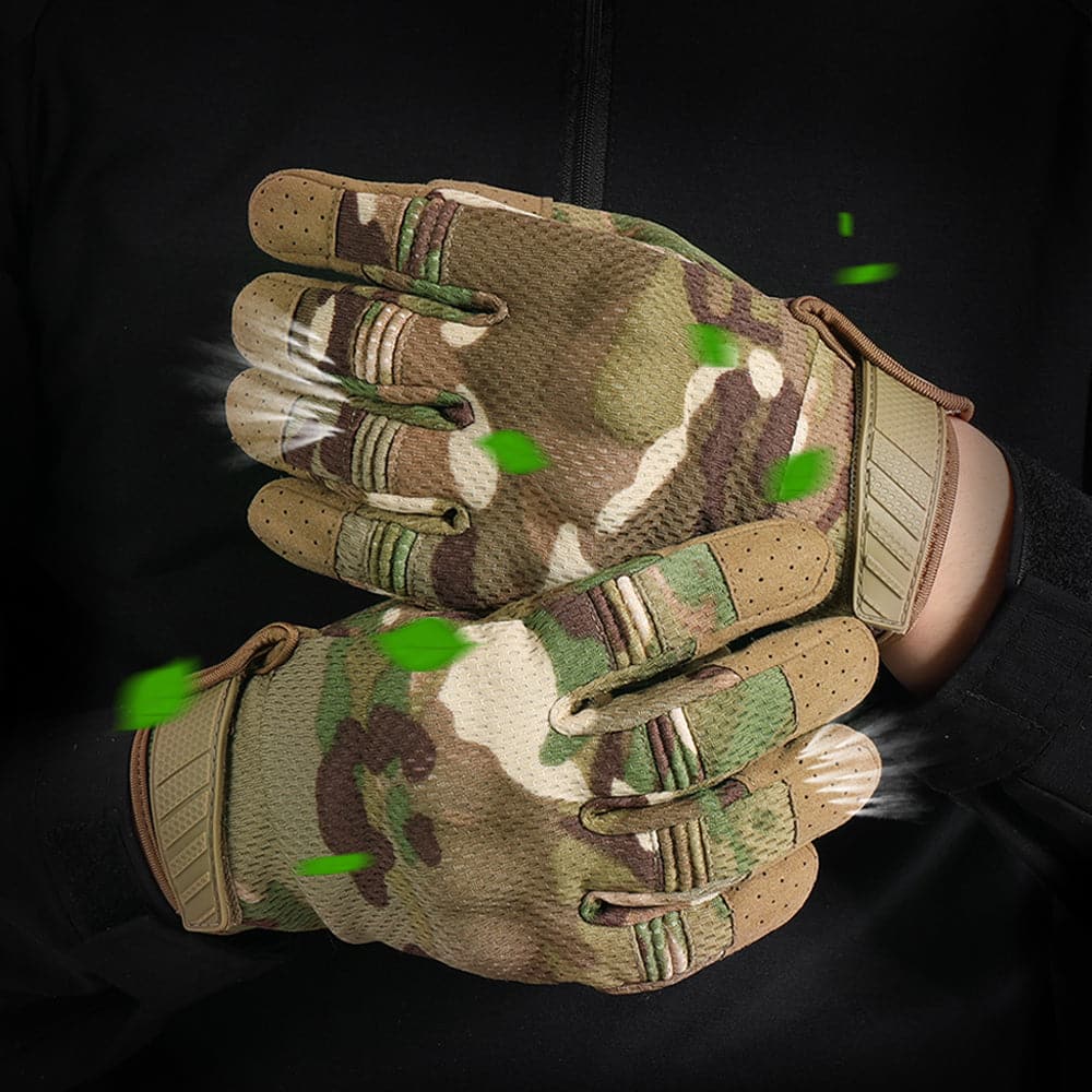 Tactical outdoor sports gloves with carbon fiber knuckles and padded microfiber palms in rugged terrain — view 4