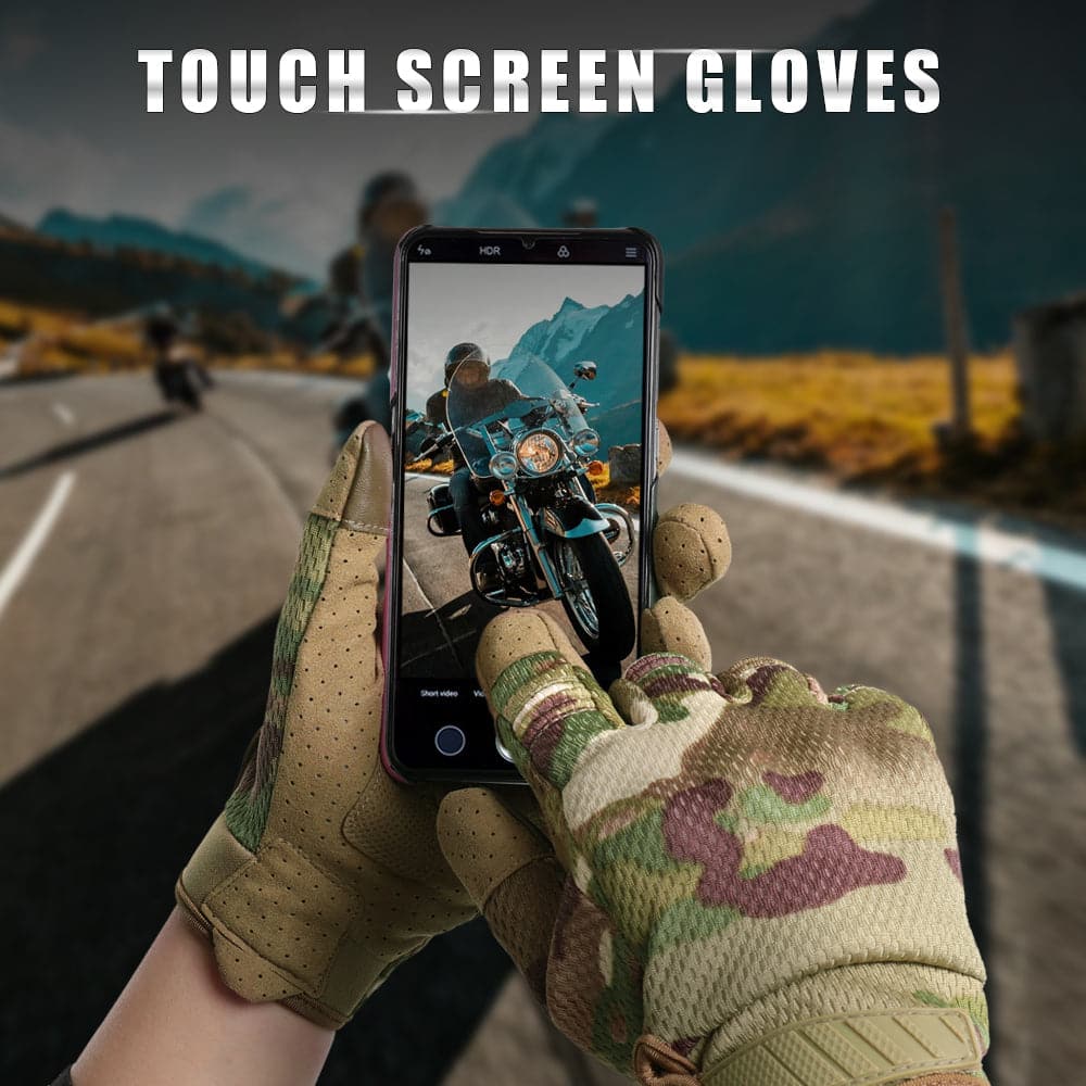 Tactical outdoor sports gloves with carbon fiber knuckles and padded microfiber palms in rugged terrain — view 2