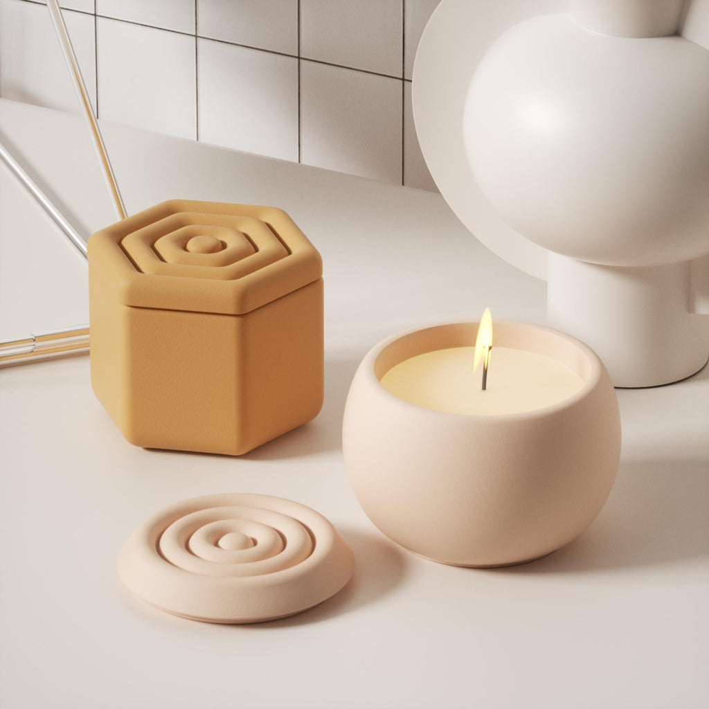 Serenity ripple silicone candle jar mold and 7oz wax refill insert for DIY crafting