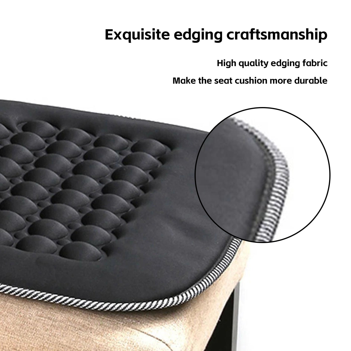 Ergonomic black vehicle seat cushion with raised magnet massage bumps and reinforced edging — view 4