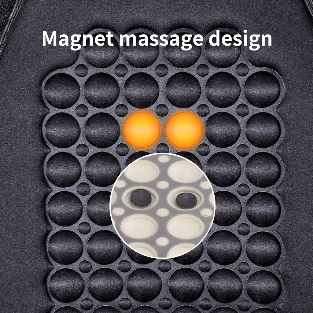 Ergonomic black vehicle seat cushion with raised magnet massage bumps and reinforced edging — view 5