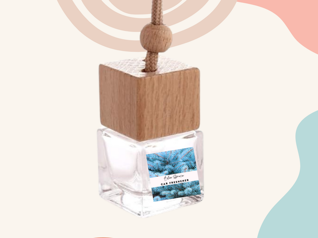 Hanging glass car freshener with wooden cap and aromatherapy oil blend for rearview mirrors — view 5