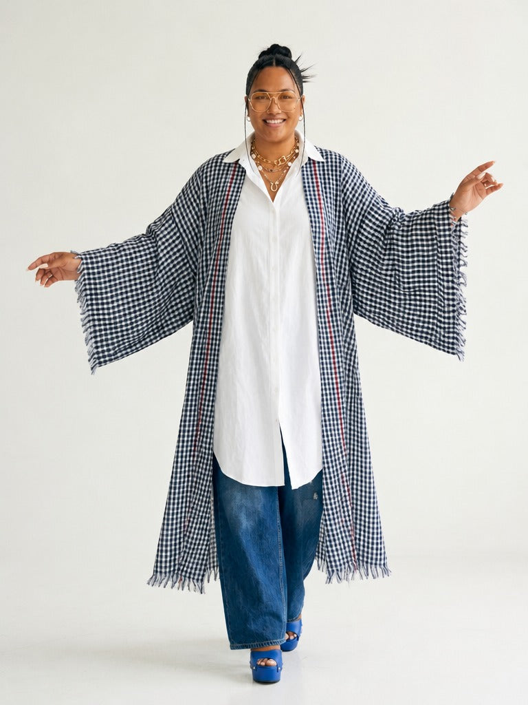 Free Spirit Plaid Fringe Kaftan-1
