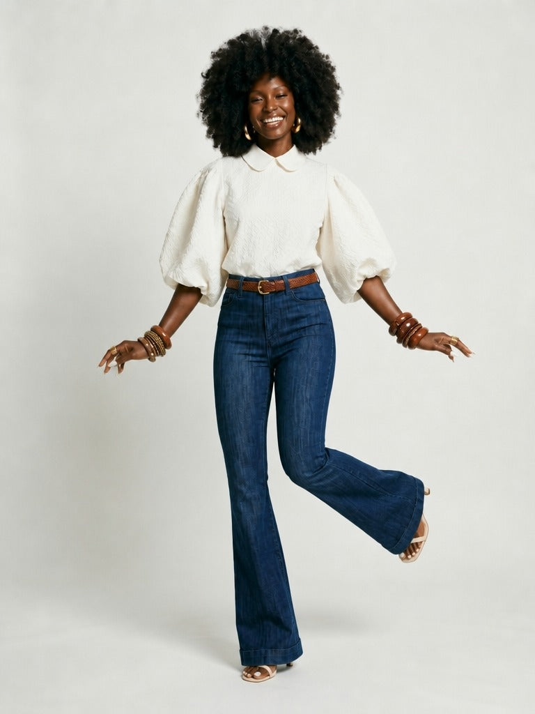 Ethereal Textured Balloon Sleeve Blouse-1