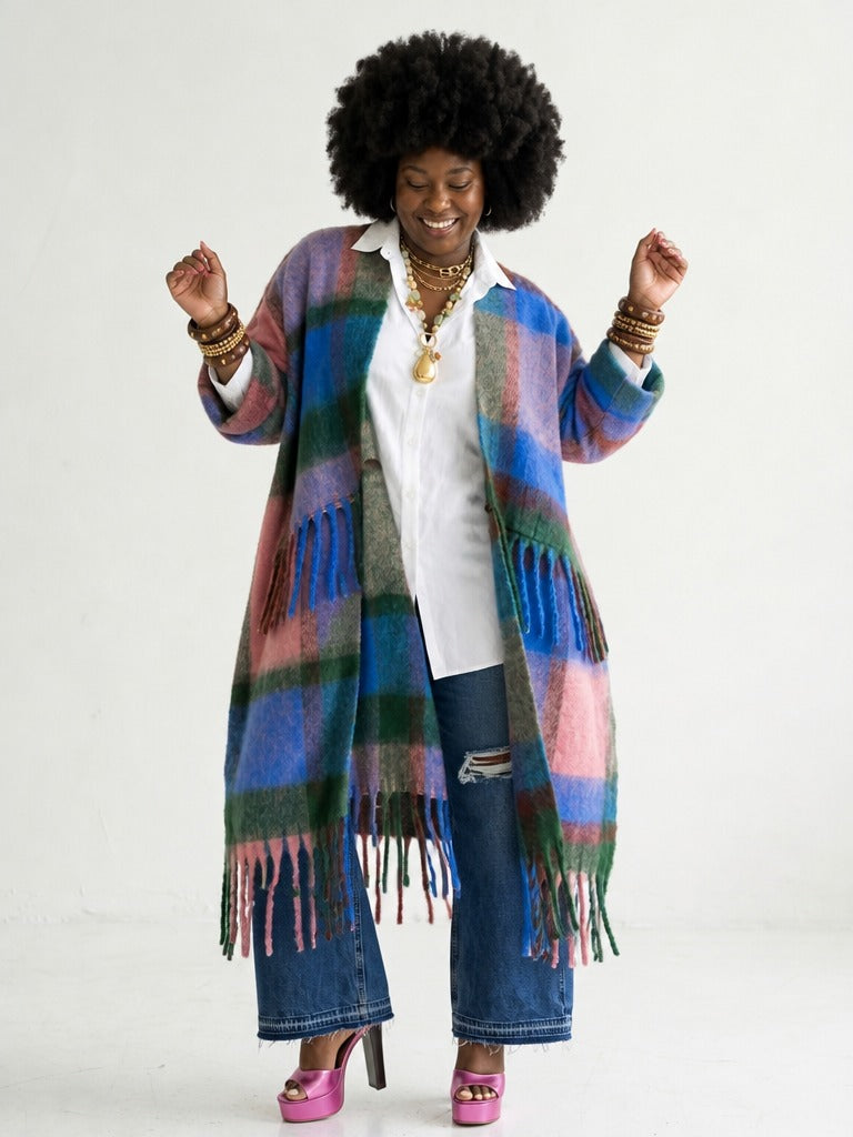 Wild Heart Plaid Tassel Kimono-0