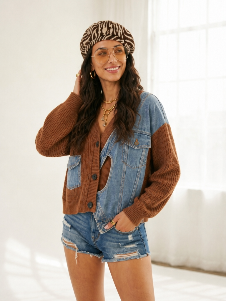 Fierce Patchwork Knit Cardigan-0
