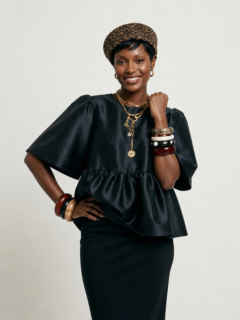 Elegant Ruffled Peplum Blouse-2