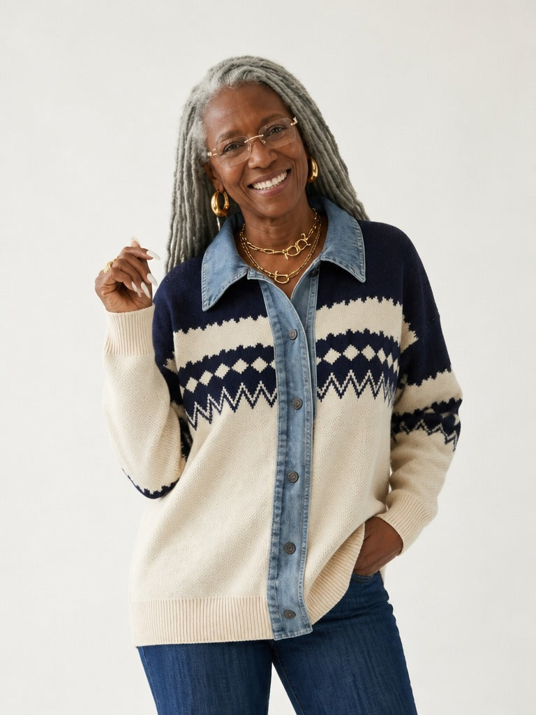 Adventurous Knitted Denim Cardigan-1