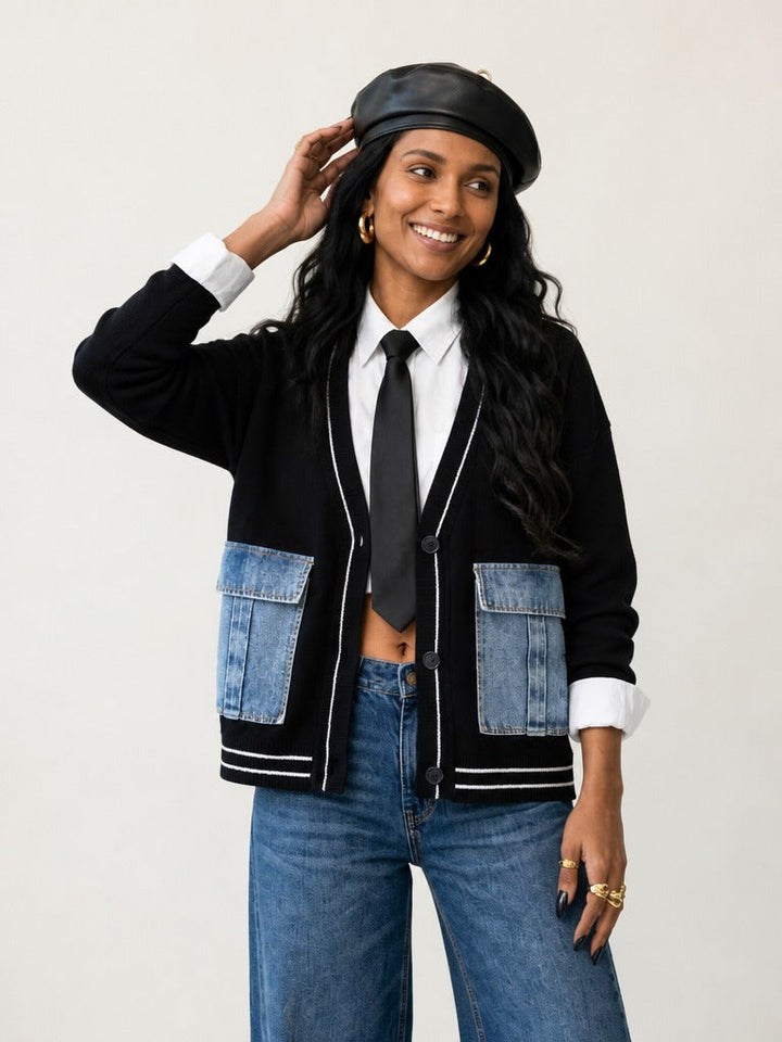 Audacious Denim Patchwork Cardigan