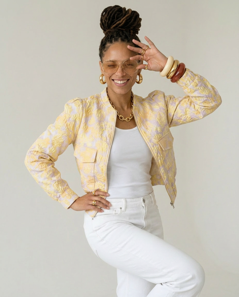 Vibrant Patterned Cropped Bomber Jacket-1