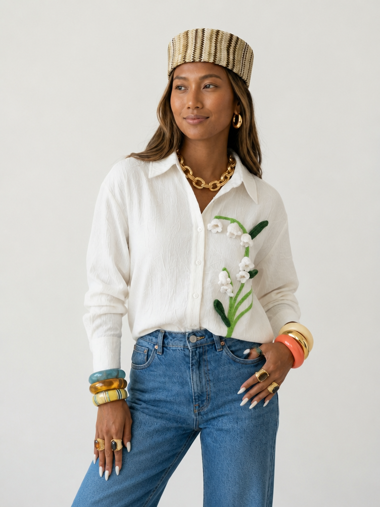 Divine Embroidered Textured Blouse-2