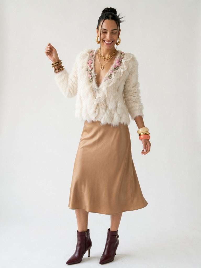 Divine Beaded Floral Ruffle Cardigan-0