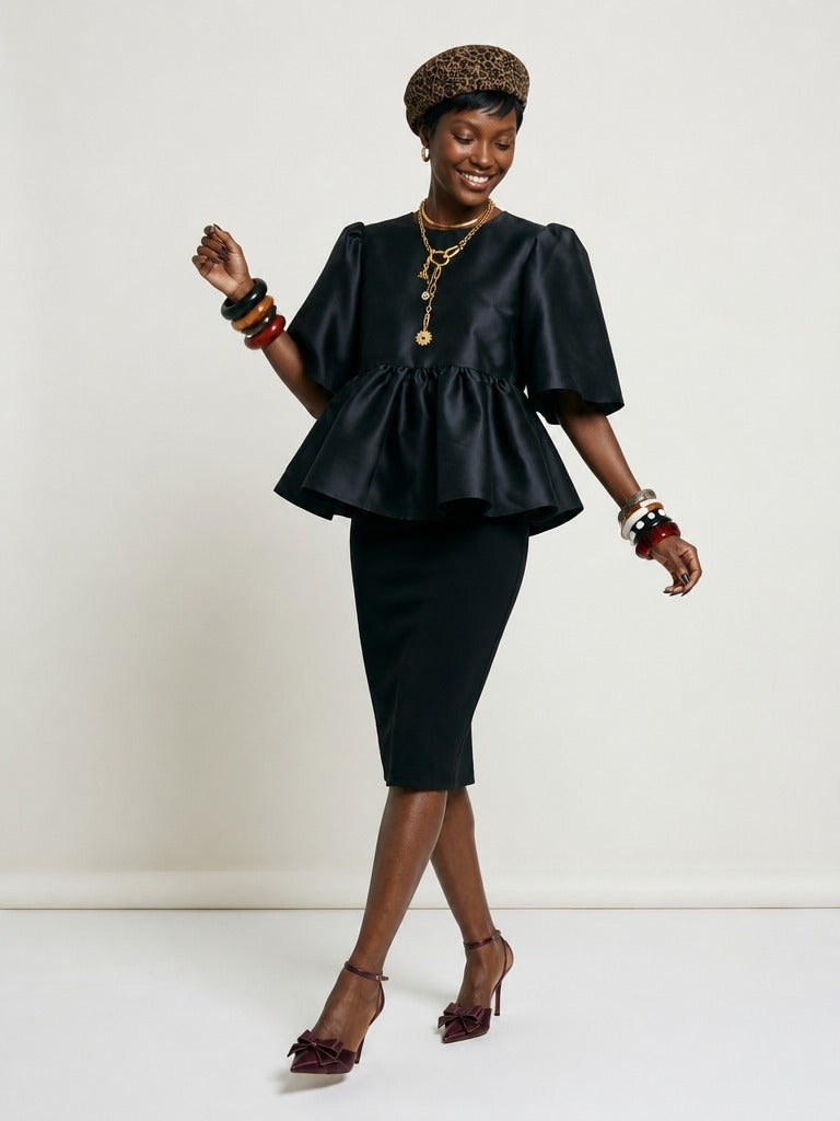 Elegant Ruffled Peplum Blouse-0