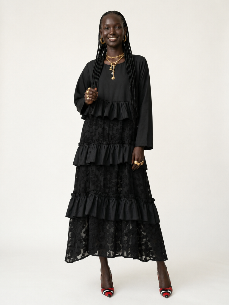 Unique Tiered Ruffle Maxi Dress-1