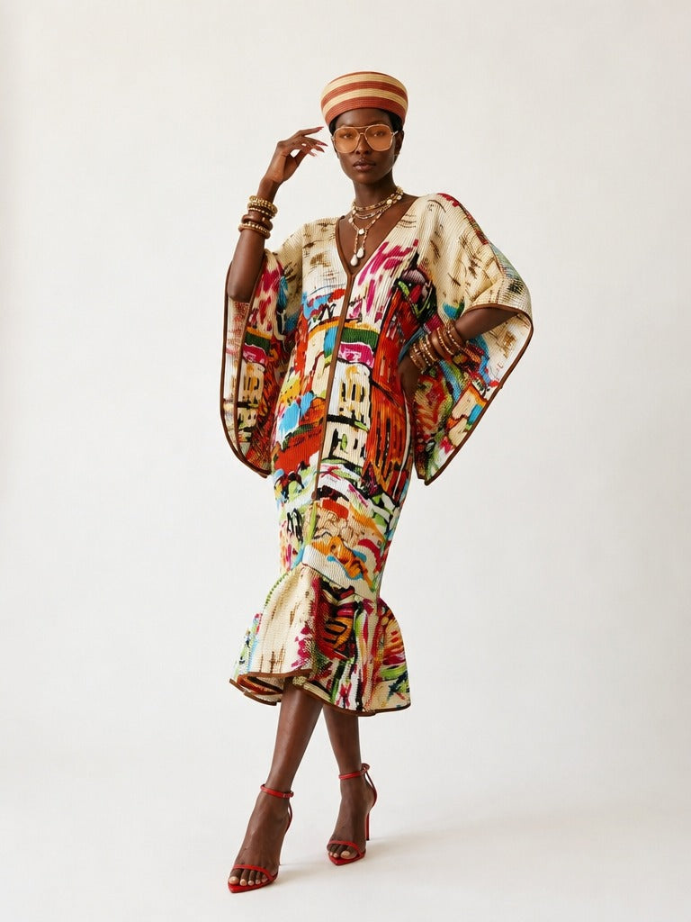 Wanderlust Pleated Patchwork Kaftan-0