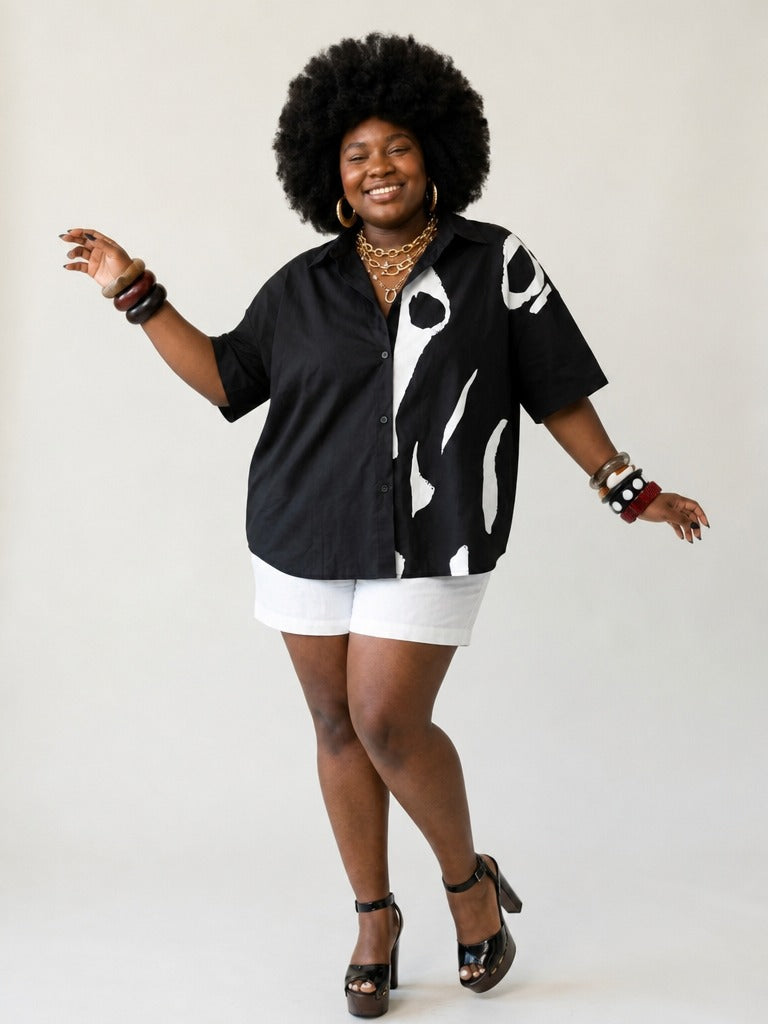 Audacious Printed Oversized Blouse-2