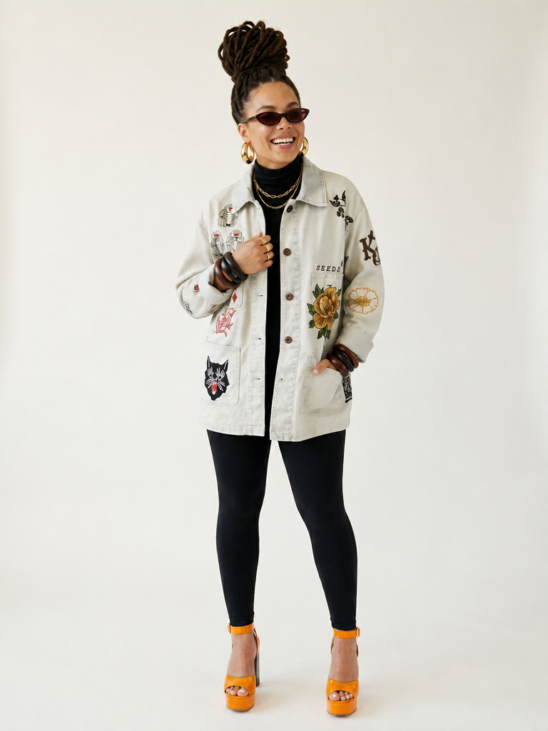 Audacious Floral Embroidered Denim Jacket-0