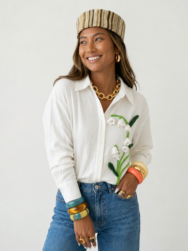 Divine Embroidered Textured Blouse-0