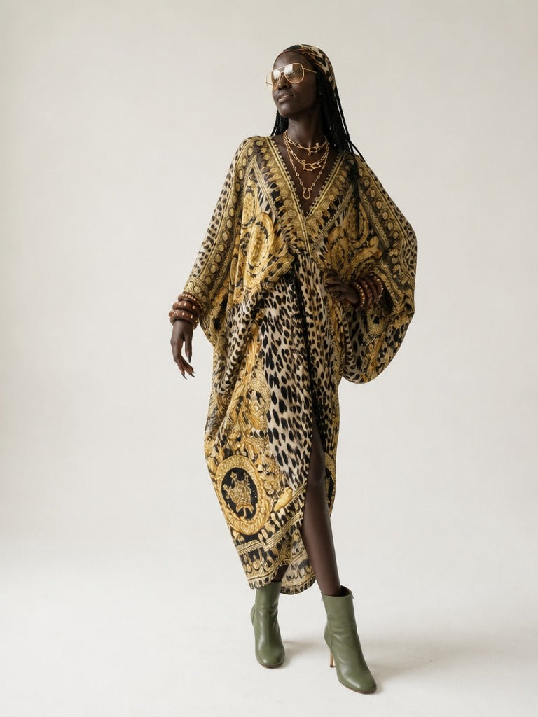 Fierce V-Neck Printed Kaftan-0
