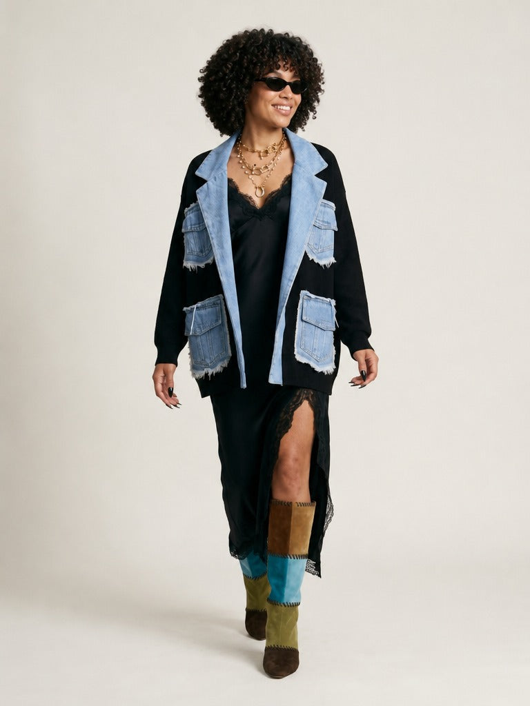 Untamed Denim Patchwork Cardigan-2