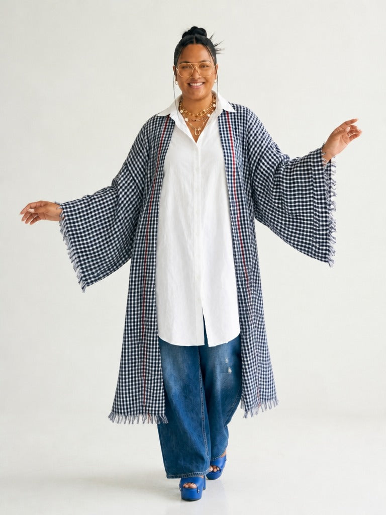 Free Spirit Plaid Fringe Kaftan-2