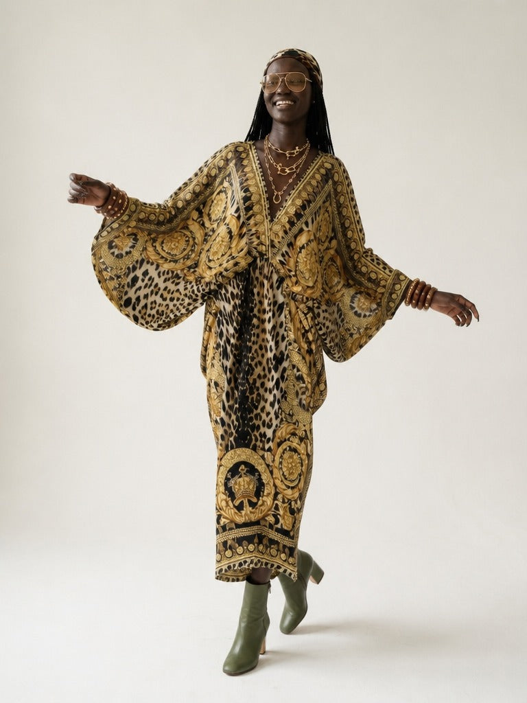 Fierce V-Neck Printed Kaftan-1