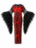 Fierce Pleated Feathered Kaftan-5
