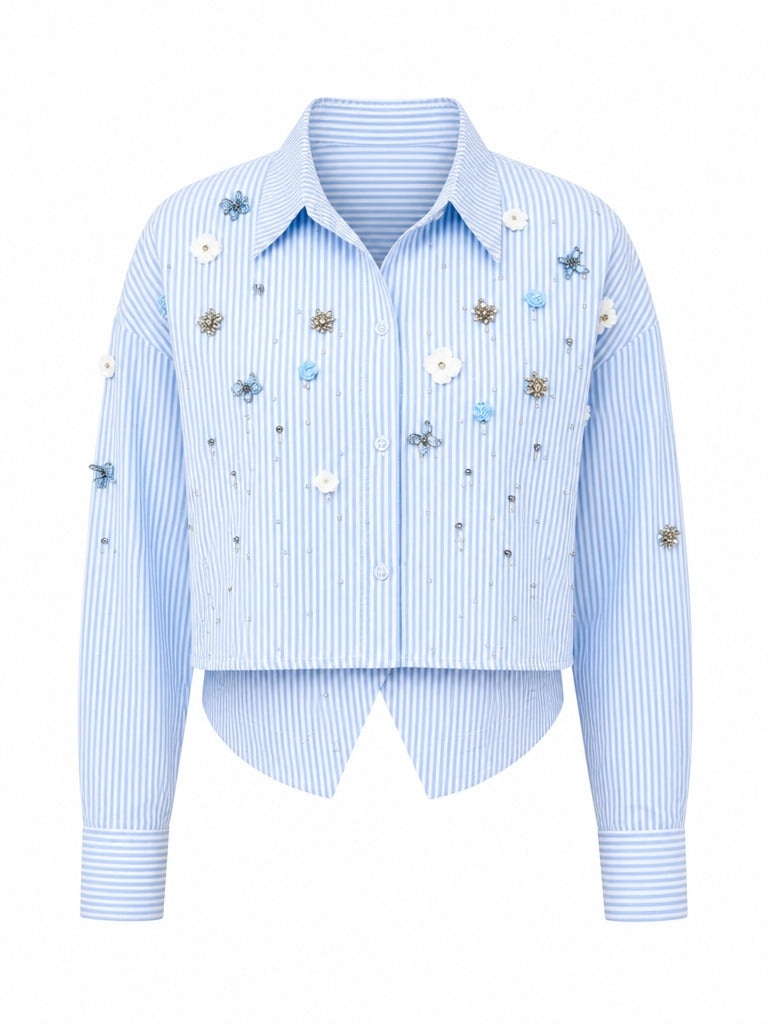 Radiant Striped Rhinestone Blouse-5