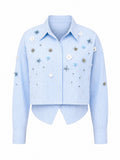 Radiant Striped Rhinestone Blouse-5