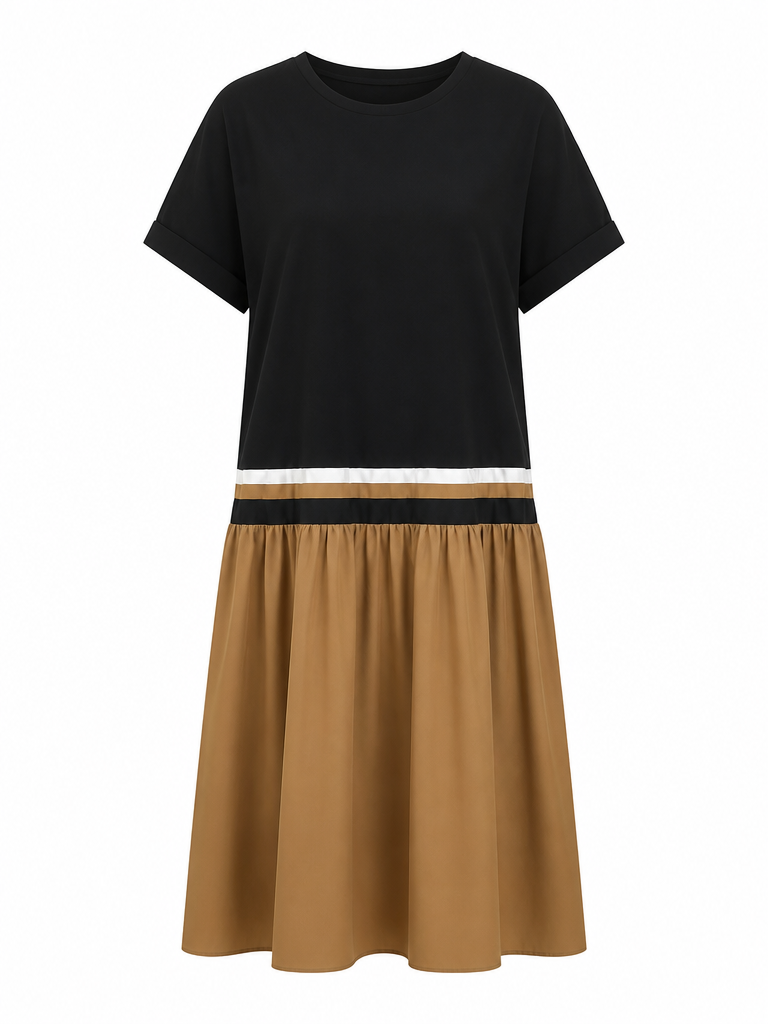 Grounded Patchwork Loose Maxi Dress-2
