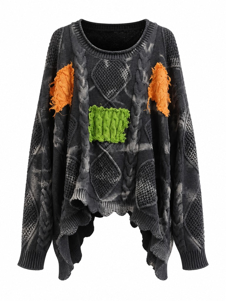 Untamed Patchwork Knit Pullover-4