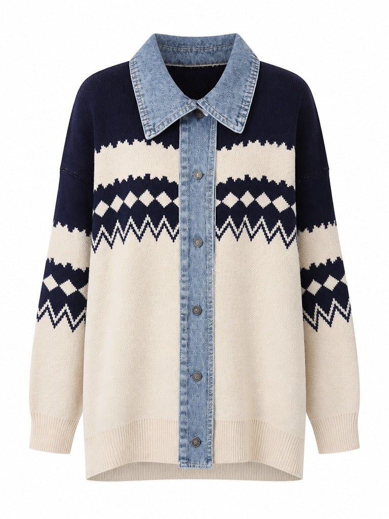 Adventurous Knitted Denim Cardigan-5