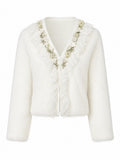 Divine Beaded Floral Ruffle Cardigan-5