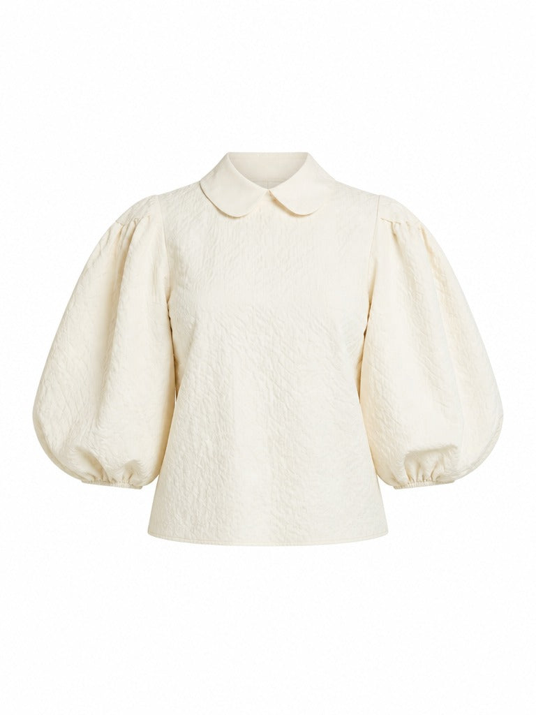Ethereal Textured Balloon Sleeve Blouse-5