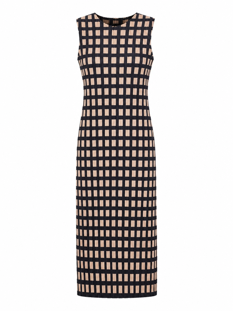 Radiant Pleated Plaid Midi Dress-4