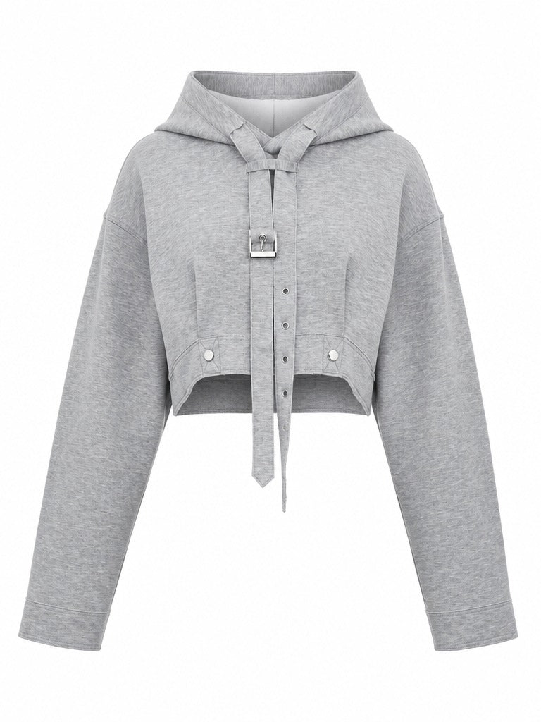 Audacious Buckle Cropped Hoodie-5