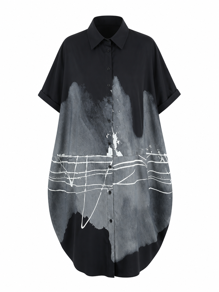 Limitless Printed Loose Shirt Dress-1
