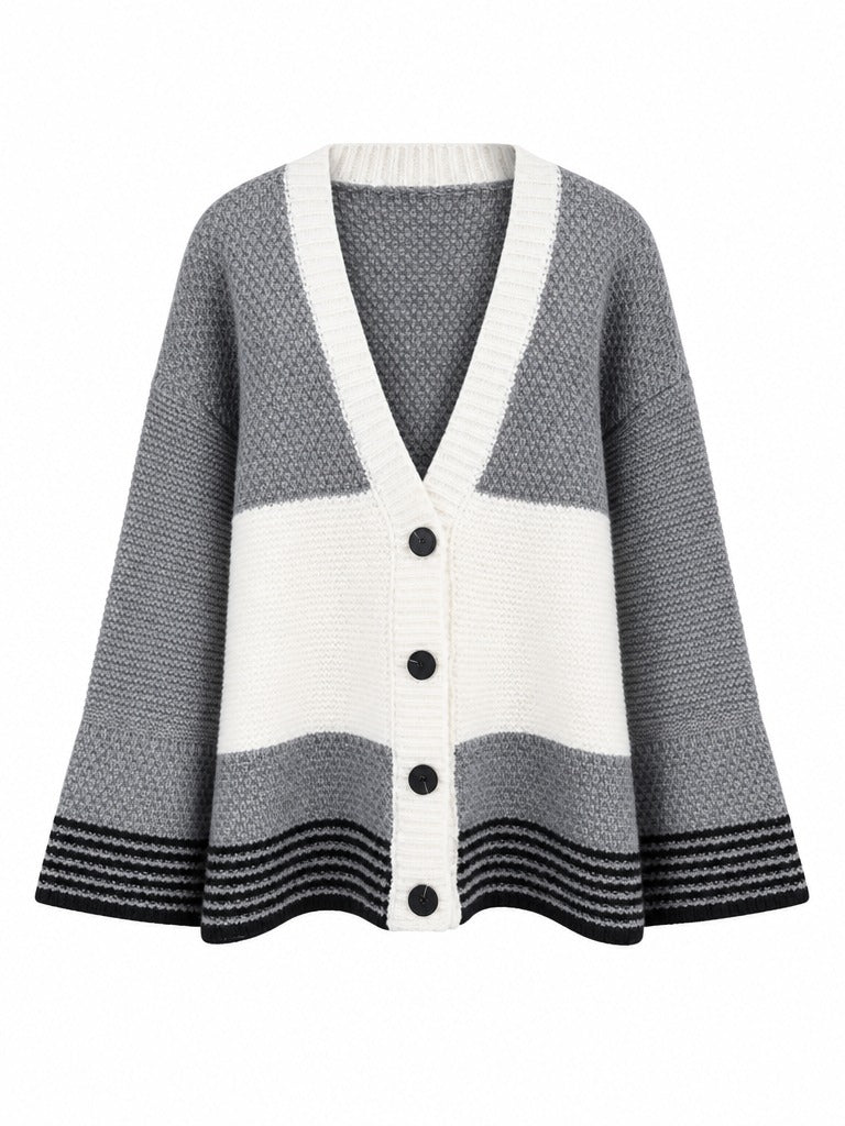 Grounded Knitted Striped Cardigan-5