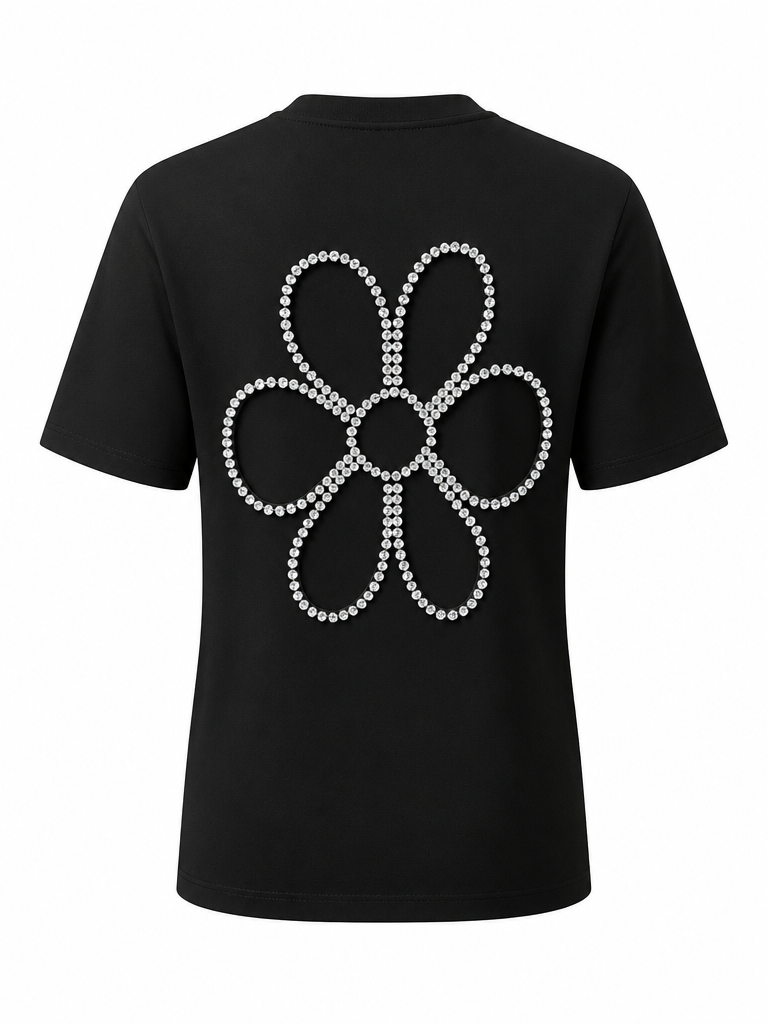 Audacious Diamond Flower Cutout T-Shirt-2