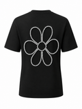 Audacious Diamond Flower Cutout T-Shirt-2