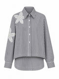 Divine Striped Beaded Floral Blouse-5