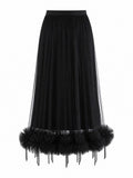 Audacious Pleated Mesh Tassel Skirt-3