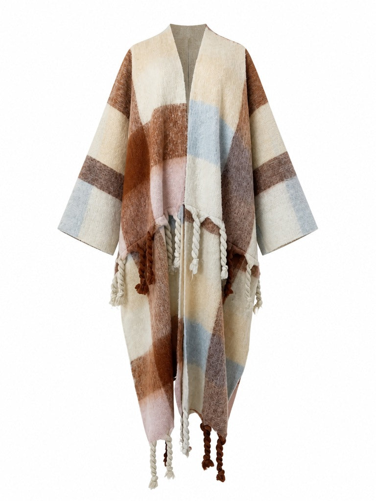 Wanderlust Fringed Geometric Kimono-4