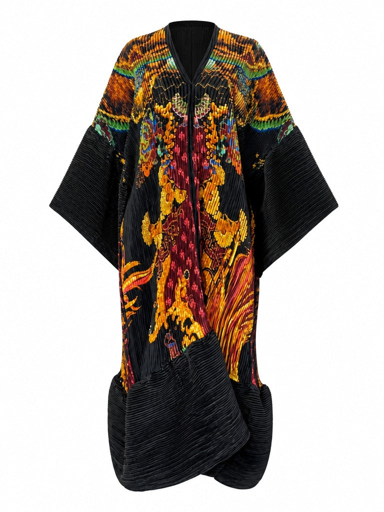 Vibrant Pleated Patterned Kaftan-3