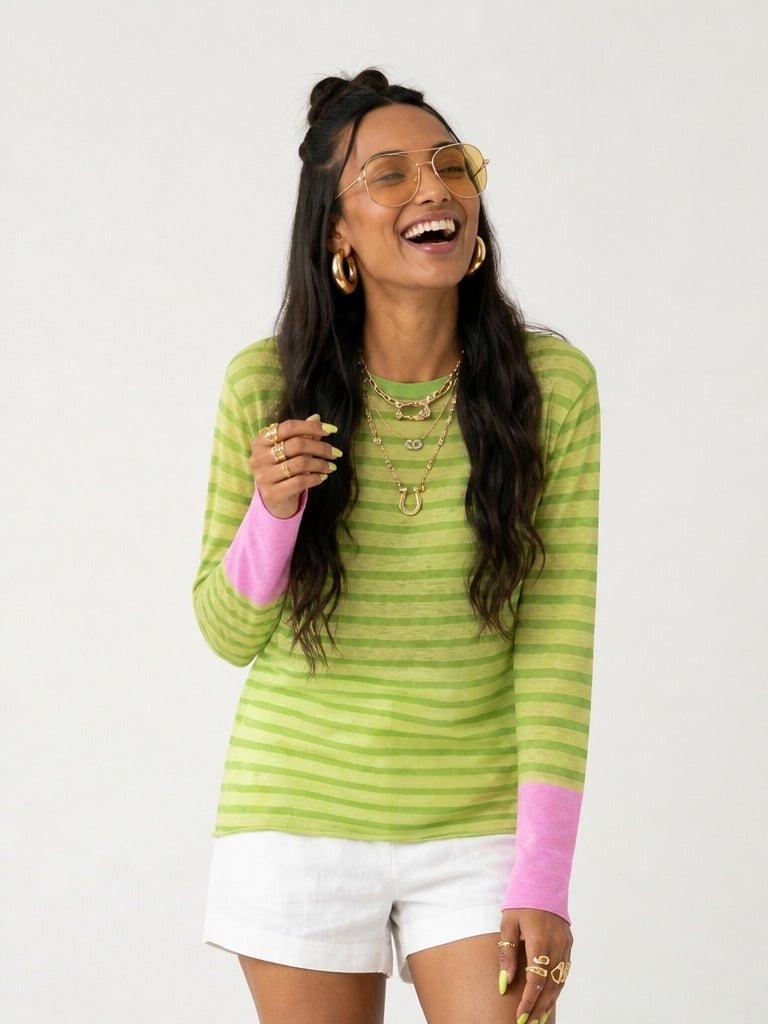 Dynamic Striped Loose Knitted Top-1