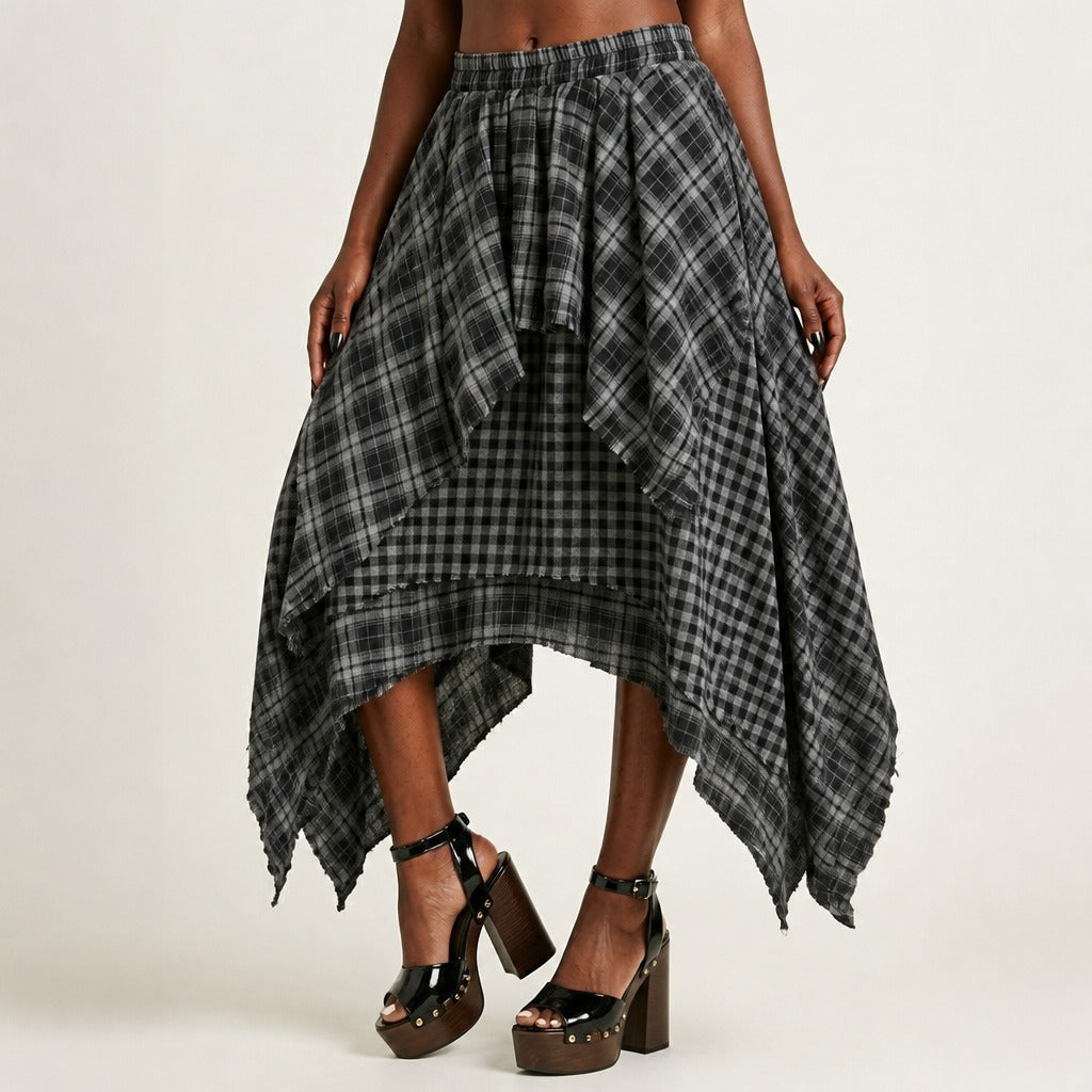 Wild Heart Plaid Midi Skirt-1