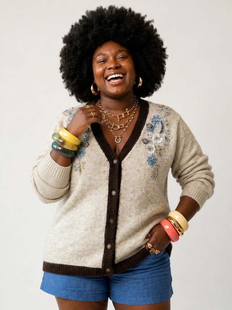 Radiant Beaded Floral Knit Cardigan-3