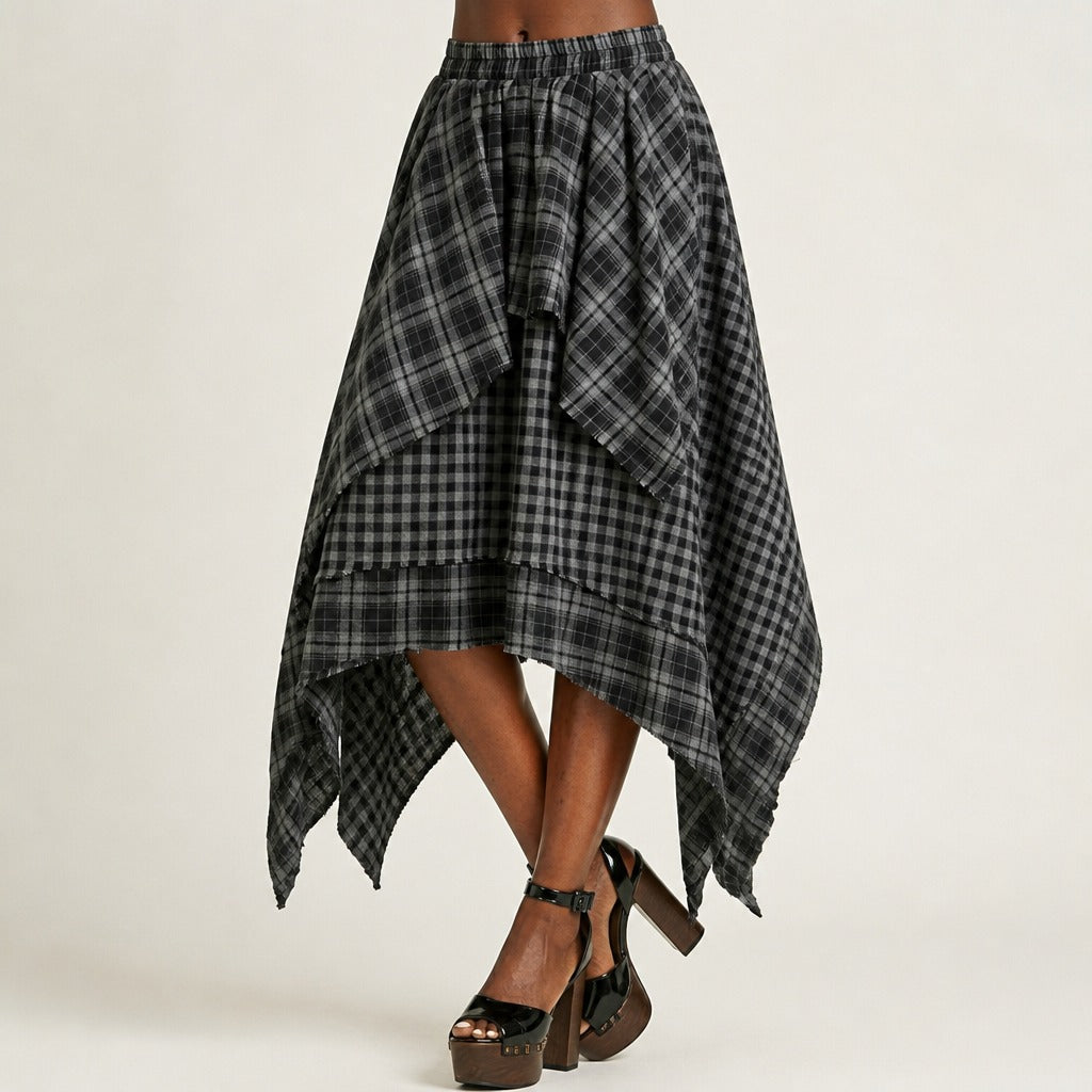 Wild Heart Plaid Midi Skirt-0